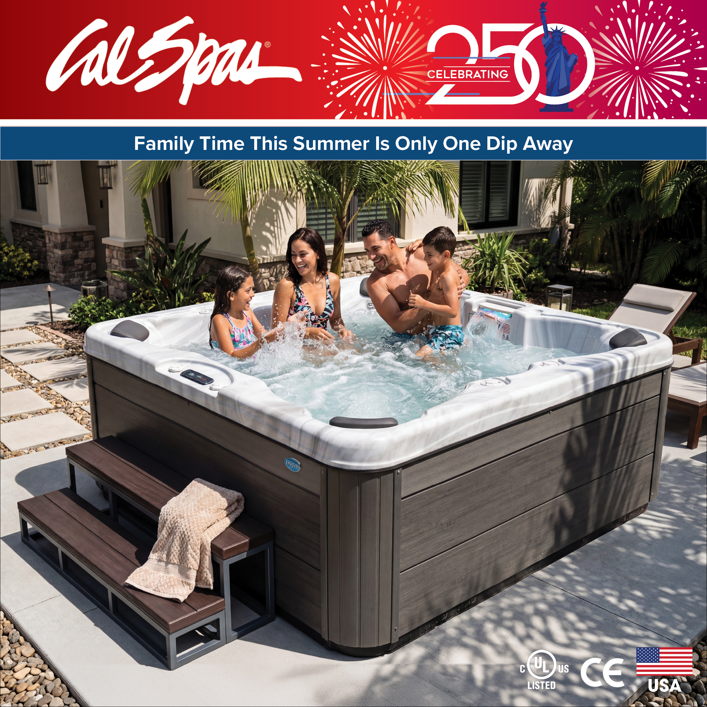 Calspas hot tub being used in a family setting - Colorado Springs